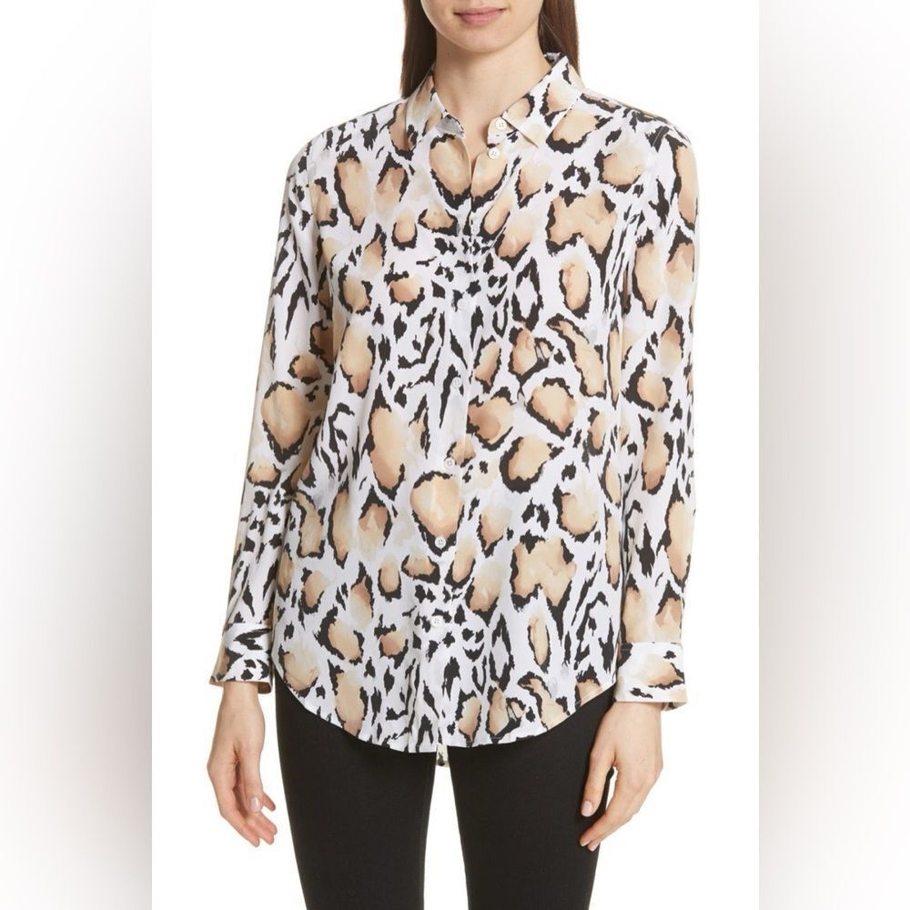 EQUIPMENT SILK ANIMAL PRINT BLOUSE